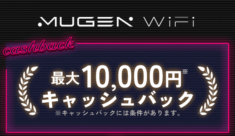 MUGENWiFiの10,000円キャッシュバック